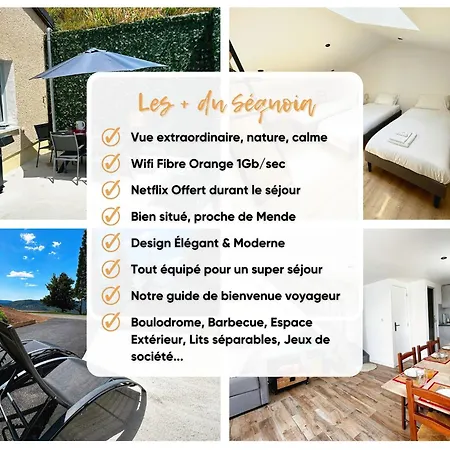 Le Sequoia --- Vue Extraordinaire - Nature - Calme - Netflix - Wifi - Randonnee Feriehus Nojaret